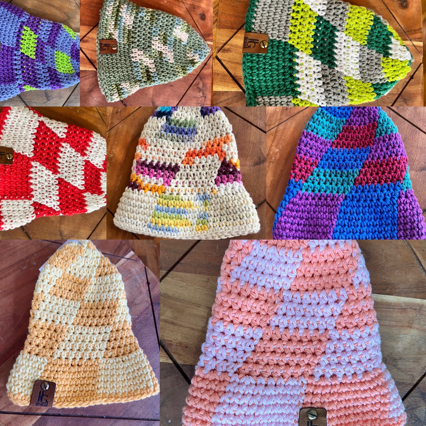 Crochet Checkered Bucket Hats