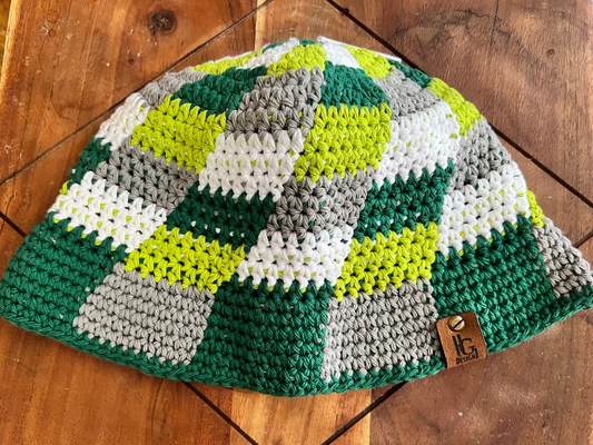Crochet Checkered Bucket Hat S/M