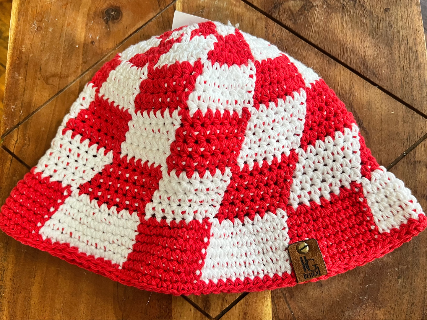 Crochet Checkered Bucket Hat M/L
