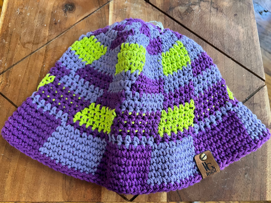 Crochet Checkered Bucket Hats S/M