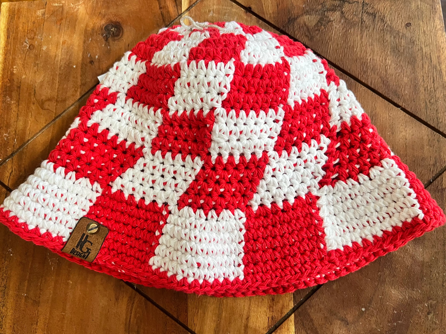 Crochet Checkered Bucket Hat S/M