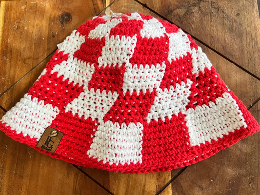 Crochet Checkered Bucket Hat S/M
